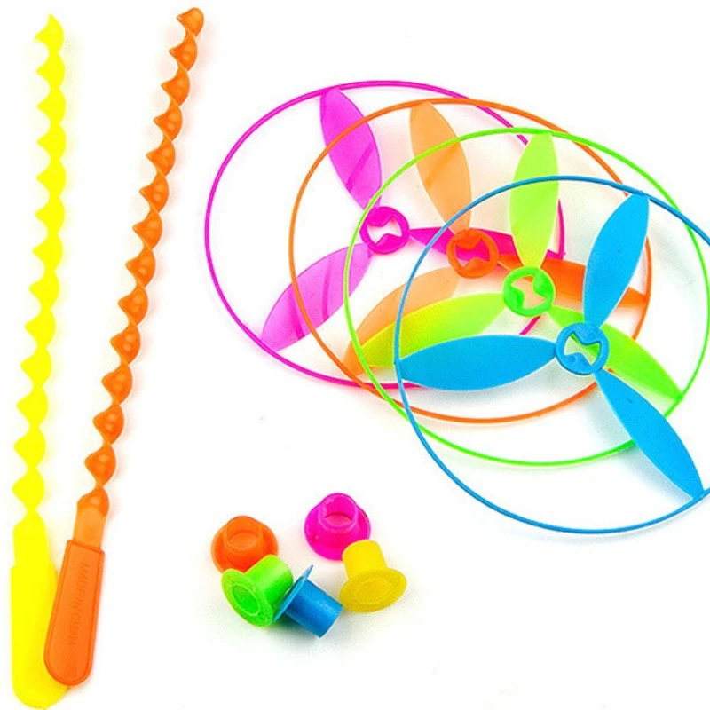 20set/bag Colorful Bamboo Dragonfly Plastic Hand Push Flying Toys Kids Birthday Party Favors Guests Treat School Goodie Filler - Image 4