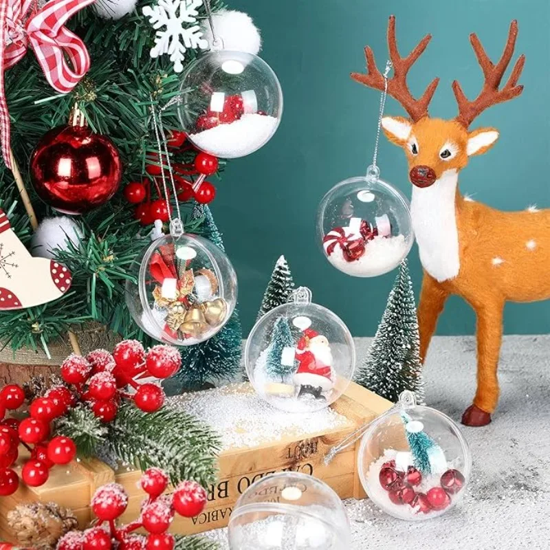 2/10pcs Clear DIY Plastic Ball Filling Decorative Hanging Ornaments Christmas Tree Open Ball Box Gifts Wedding Party Wholesale - Image 3