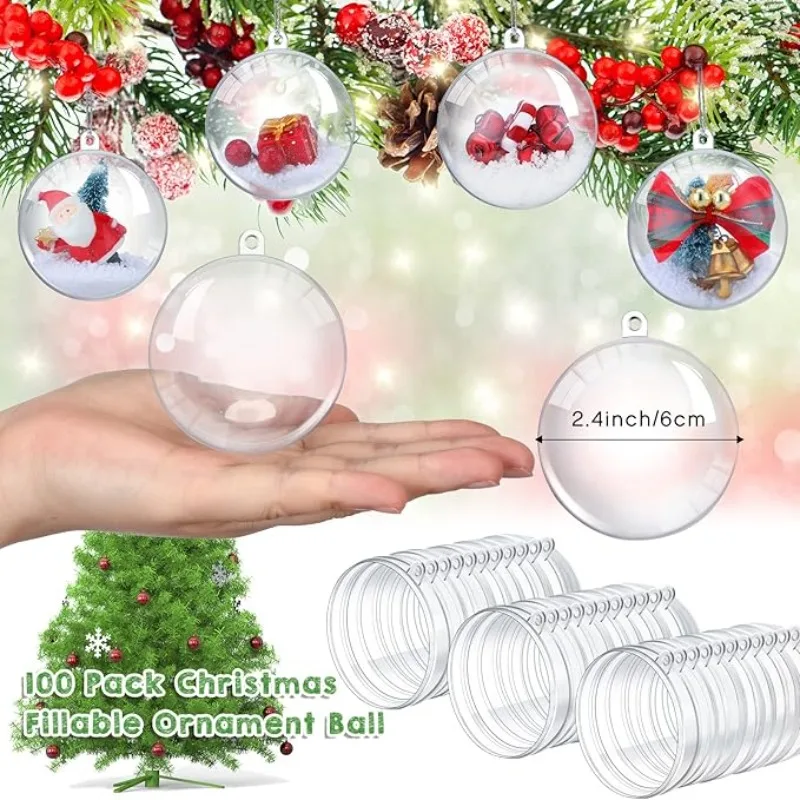 2/10pcs Clear DIY Plastic Ball Filling Decorative Hanging Ornaments Christmas Tree Open Ball Box Gifts Wedding Party Wholesale - Image 5