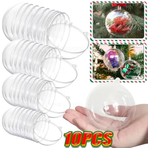 2/10pcs Clear DIY Plastic Ball Filling Decorative Hanging Ornaments Christmas Tree Open Ball Box Gifts Wedding Party Wholesale