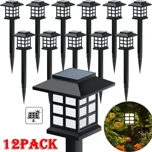2~12Pcs Solar LED Pathway Lights Outdoor Waterproof Walkway Garden Decor Street Lamp for Landscape Yard Patio Driveway