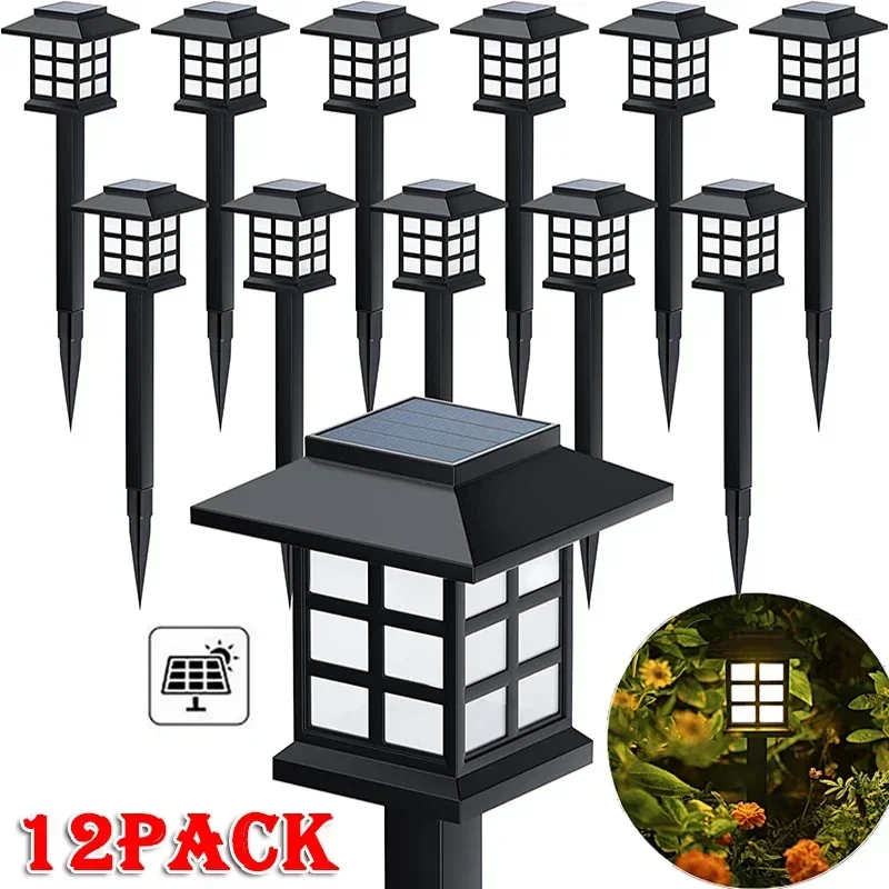 2~12Pcs Solar LED Pathway Lights Outdoor Waterproof Walkway Garden Decor Street Lamp for Landscape Yard Patio Driveway