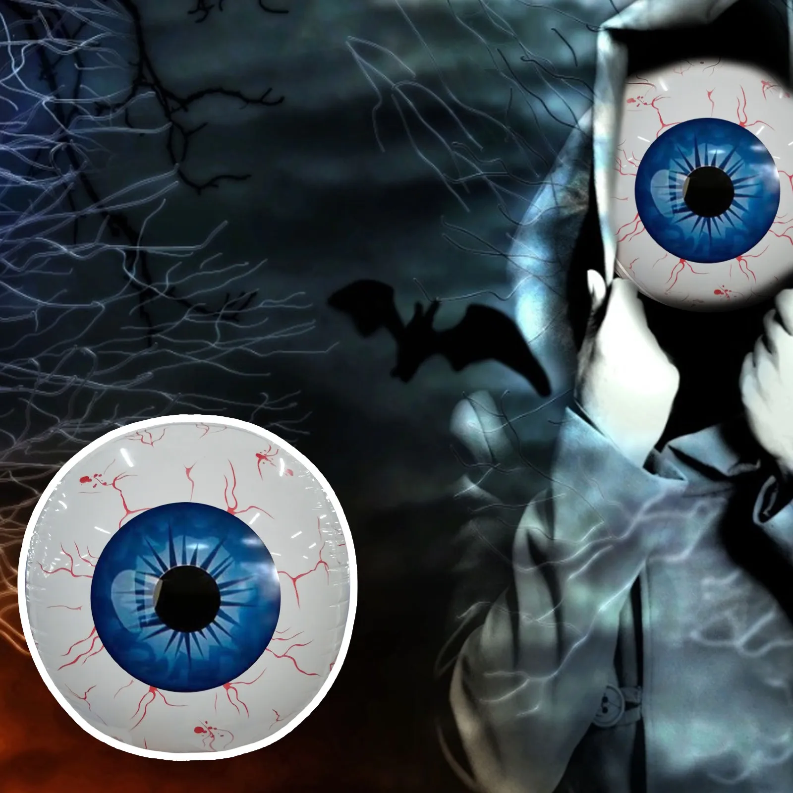 22inch Halloween Inflatables Eyeball Decorations Bloodshot Eyeballs Indoor Outdoor Garden Halloween Decors Party Supplies - Image 4