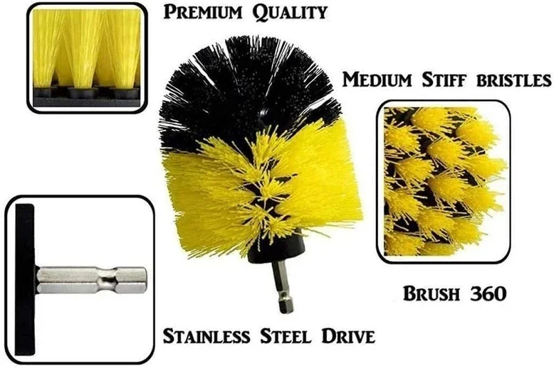 2/3.5/4/5'' Electric Drill Scrubber Brush Power Brush Set Kit Car Soft Brush Drill Kit Bathroom Kitchen Auto Care Cleaning Tools - Image 3