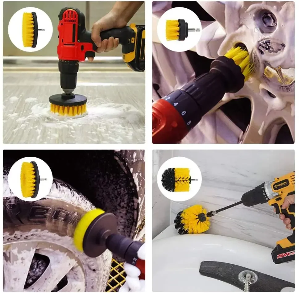 2/3.5/4/5'' Electric Drill Scrubber Brush Power Brush Set Kit Car Soft Brush Drill Kit Bathroom Kitchen Auto Care Cleaning Tools - Image 5