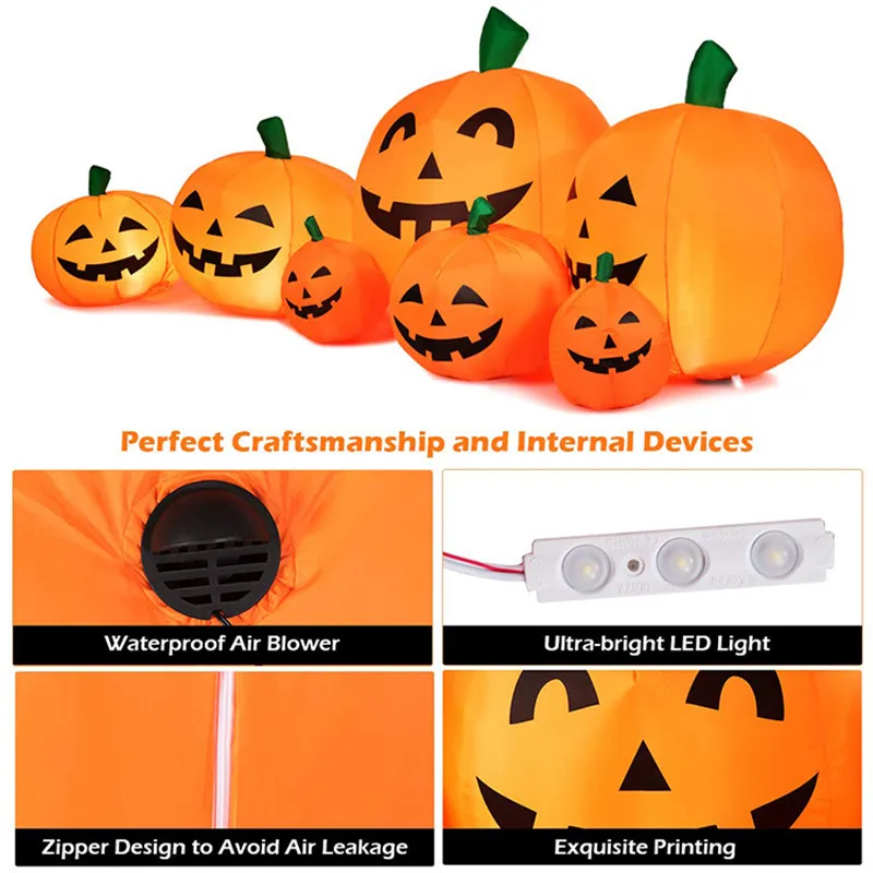 230cm 7pcs Inflatable Halloween Pumpkin Outdoor Garden Decoration Blowing Up Toys with LED Lights Christmas Gift Halloween Decor - Image 4