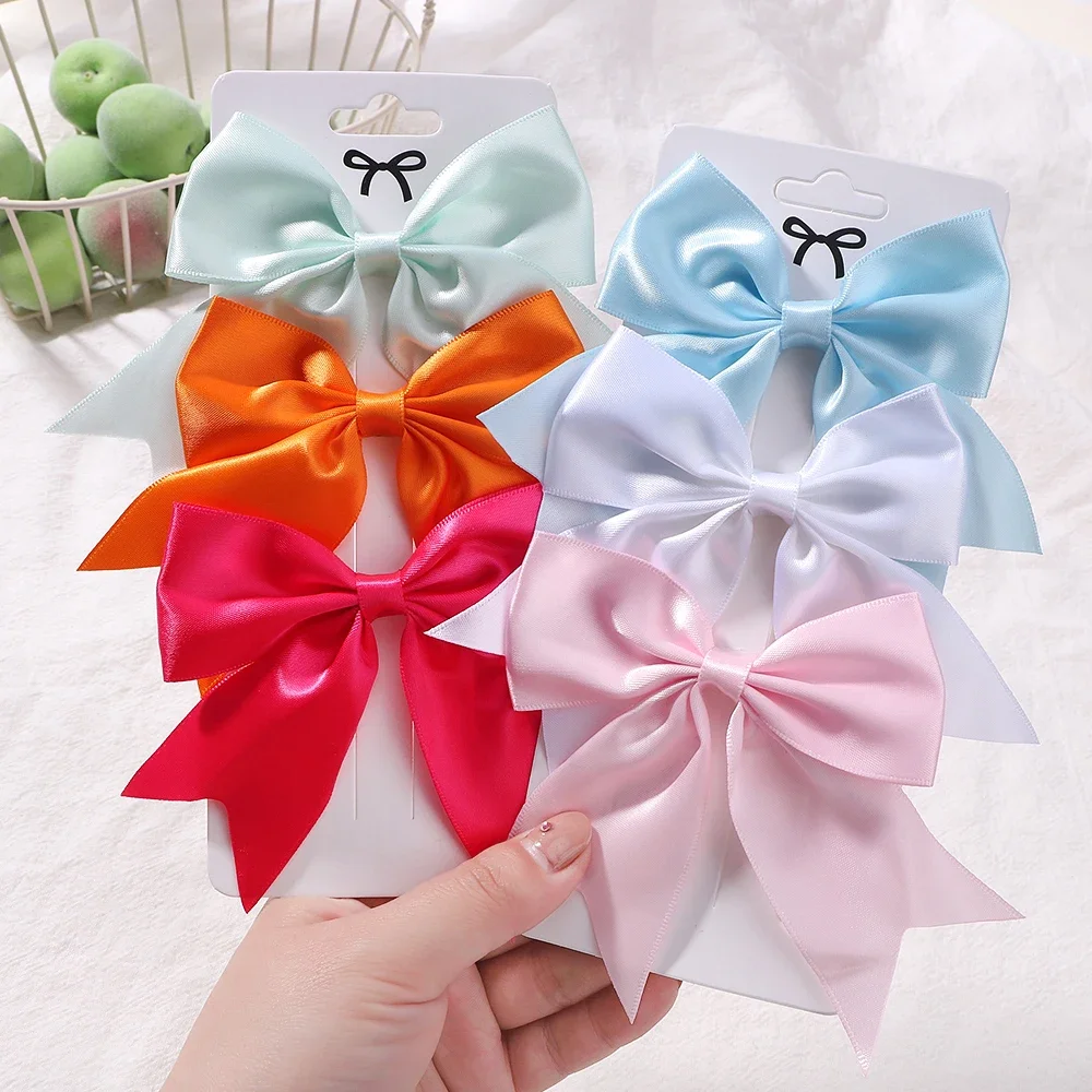 2/3Pcs/Set Lovely Solid Color Ribbon Bows Hair Clip for Kids Girls Hairpins Barrettes Handmade Headwear Baby Hair Accessories - Image 5