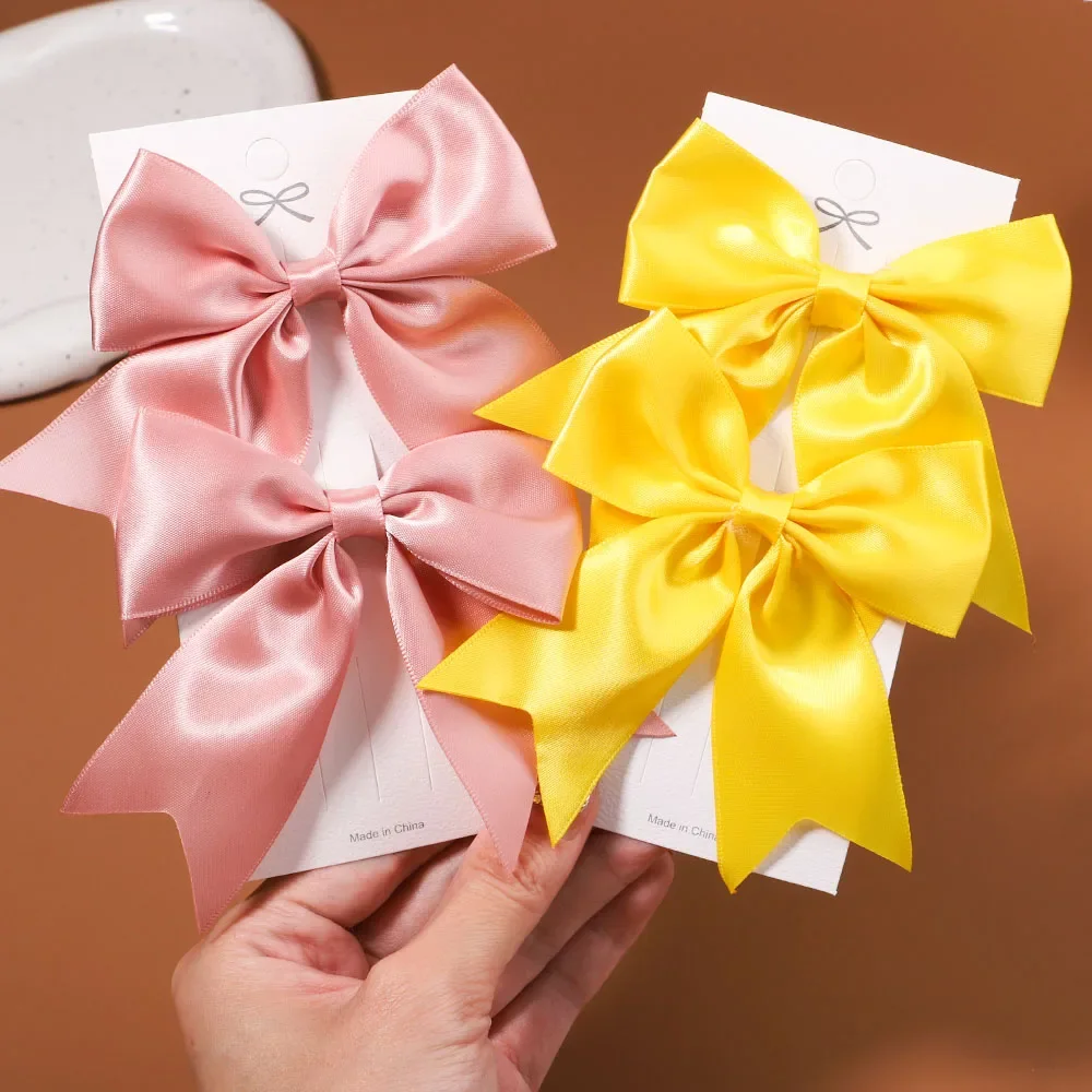 2/3Pcs/Set Lovely Solid Color Ribbon Bows Hair Clip for Kids Girls Hairpins Barrettes Handmade Headwear Baby Hair Accessories - Image 6