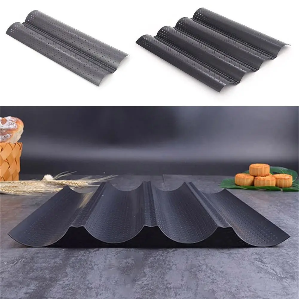 2/4 Grooves Baguette Not Stick Baking Tray Waves Bakeware Baguette Mold French Bread Toast Baking Tool - Image 2
