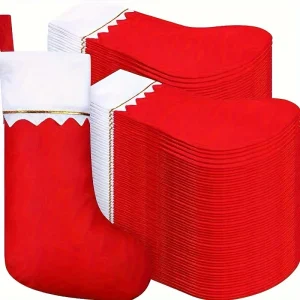 24 Pack Felt Christmas Stockings Decoration Fabric Party Socks Candy Gift Bag Home Decor Rustic Christmas Stocking Ornament Set