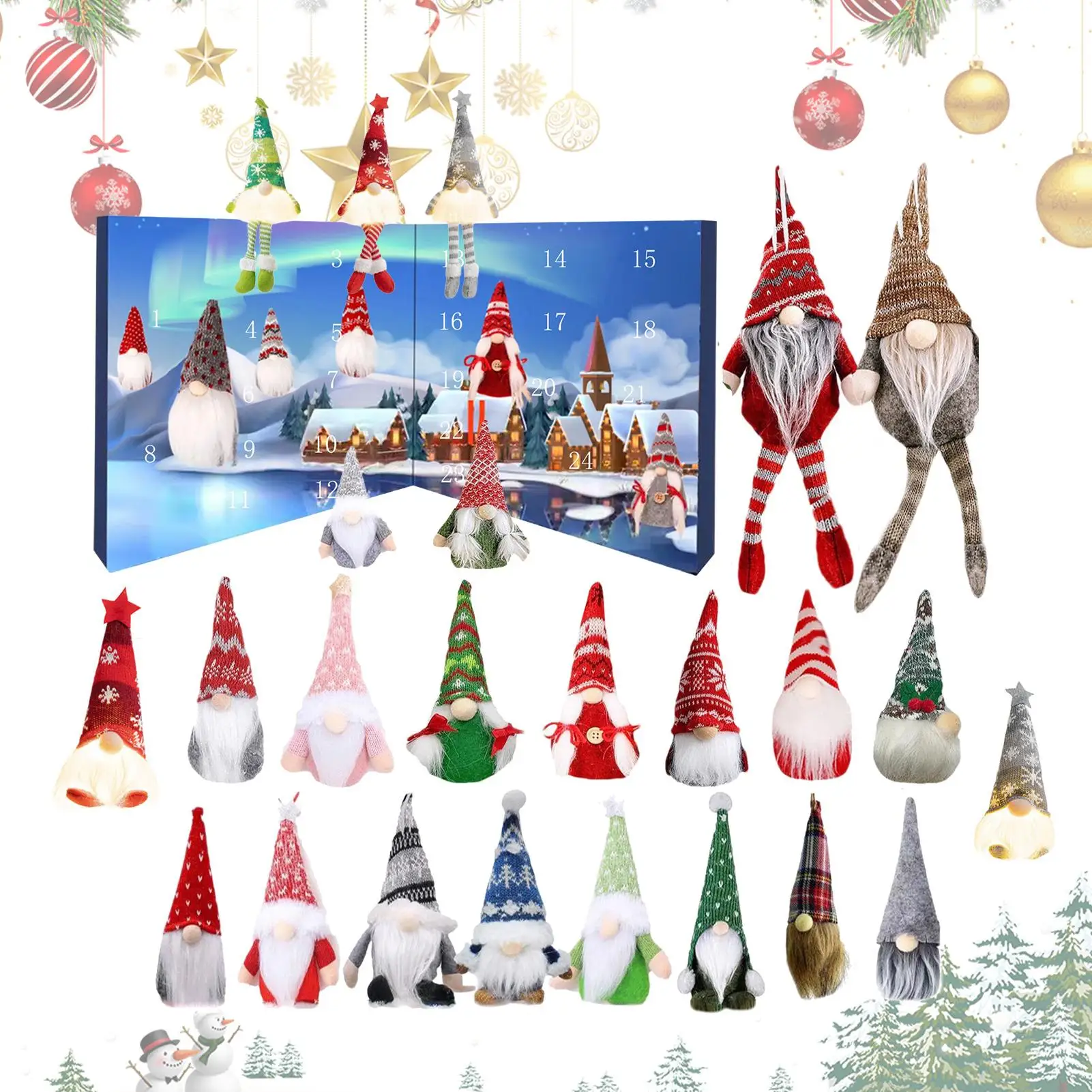 24-day Christmas Countdown Calendar Christmas Advent Calendar Gnome Dolls Plush Toy 2026 New Year Holidays Kids Party Gifts Box - Image 4