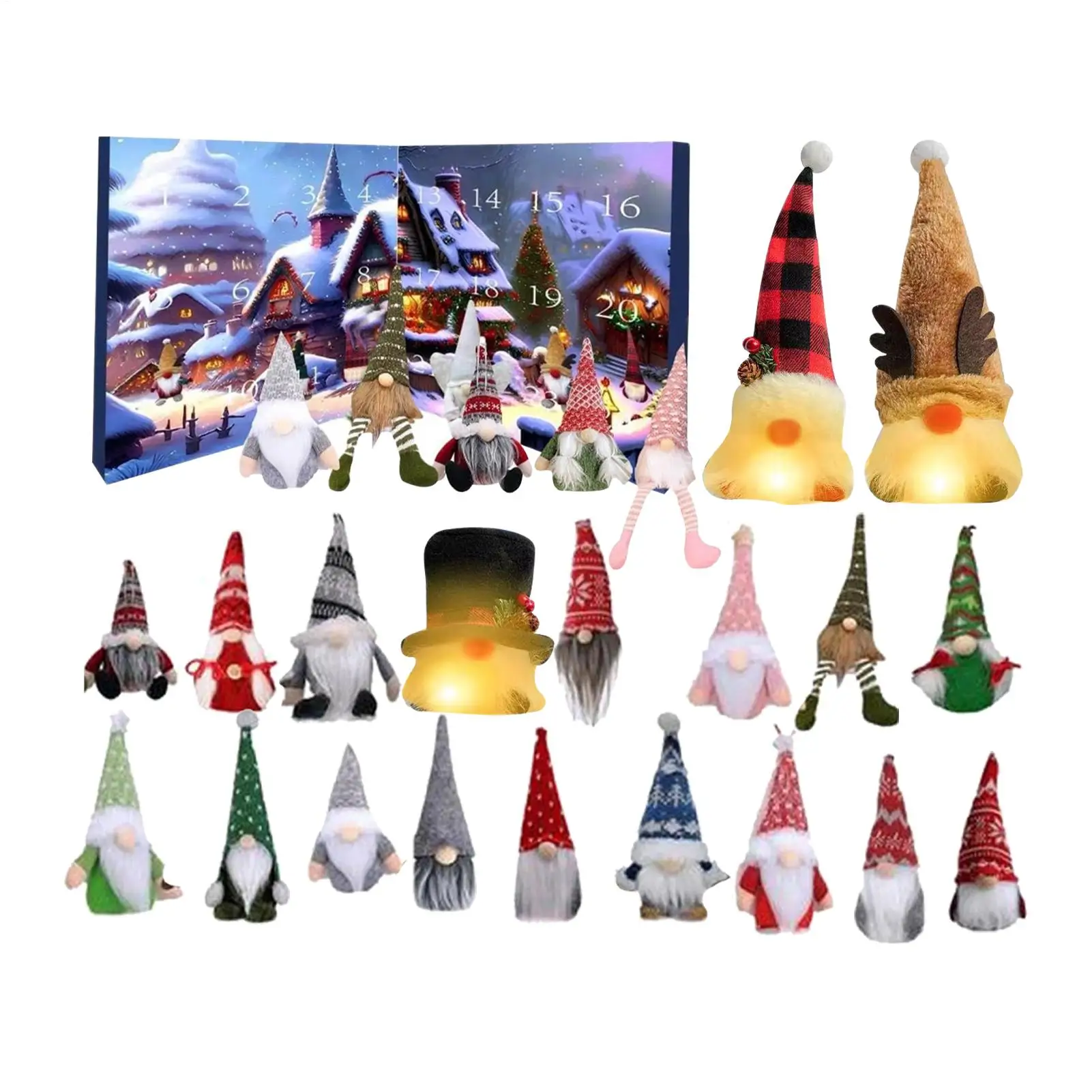 24-day Christmas Countdown Calendar Christmas Advent Calendar Gnome Dolls Plush Toy 2026 New Year Holidays Kids Party Gifts Box - Image 3