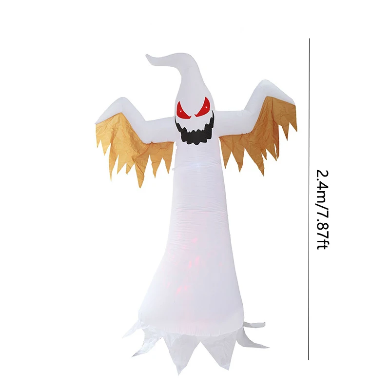 240cm Big Halloween Inflatable Ghost with Rotating Flame Light Horror Halloween Decoration Home Outdoor Yard Glowing Ghost Prop - Image 6