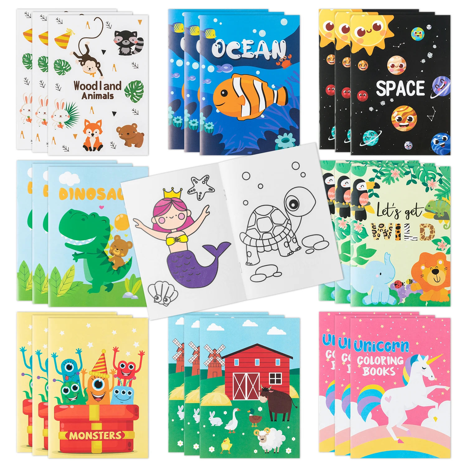 24PCS Mix Styles Coloring Books Art DIY Creative Painting Kits Space Summer Theme Books For Activity Drawing Supplies