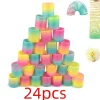 24PCS Rainbow Magic Springs Circle Toys Kids Birthday Party Favors Guests Giveaway Small Gifts Pinata Fillers Flexible Funny Toy