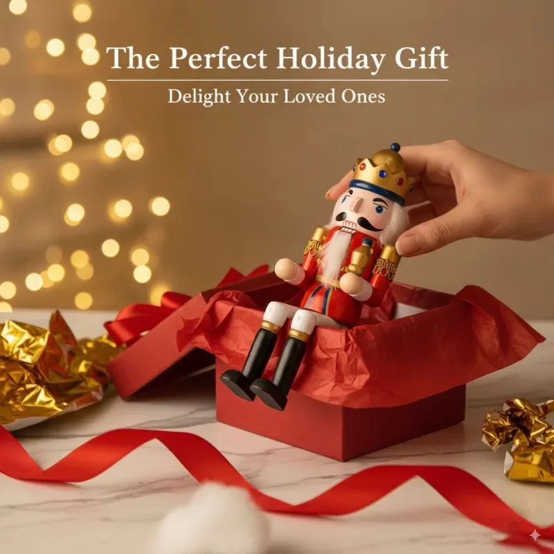 25CM European Christmas Nutcracker King Wooden Figurine Creative Holiday Decoration Ornament Festive Home Decor Craft Gift New - Image 2