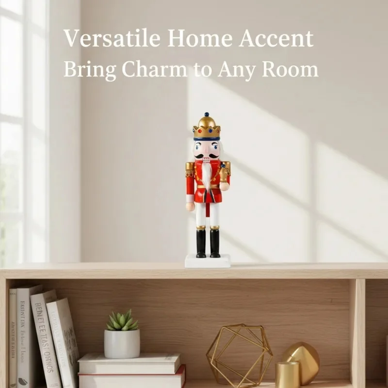25CM European Christmas Nutcracker King Wooden Figurine Creative Holiday Decoration Ornament Festive Home Decor Craft Gift New - Image 3