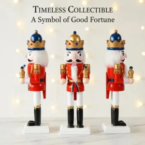 25CM European Christmas Nutcracker King Wooden Figurine Creative Holiday Decoration Ornament Festive Home Decor Craft Gift New
