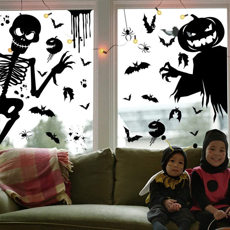 25×35cm Halloween Giant Ghost Monster Ghost Window Sticker Witch Death Bat Skull Halloween Party Decorative Electrostatic Sticke - Image 3