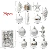 29/40pcs Silver Red Special-shaped Christmas Ball Ornaments Christmas Tree Party Decoration Christmas Spheres Pendant New 2026