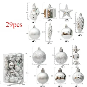 29/40pcs Silver Red Special-shaped Christmas Ball Ornaments Christmas Tree Party Decoration Christmas Spheres Pendant New 2026
