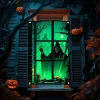 2D flat banner 1 piece 1 piece Halloween witch skull skull skull spider web web window display banner