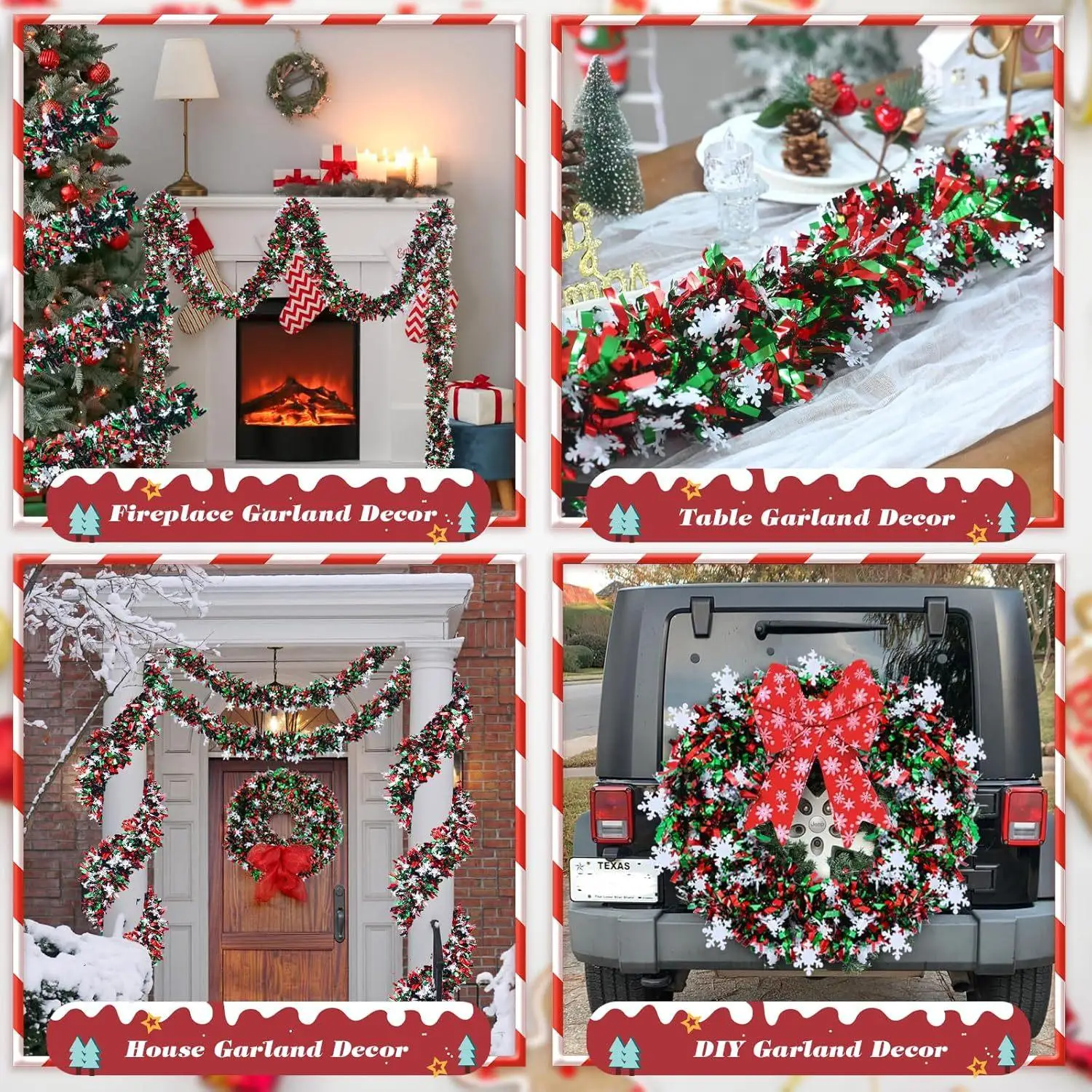2M Christmas Snowflake Tinsel Garland Xmas Tree Decoration Christmas Metallic Twist Garland Ceiling Hanging New Year Party Decor - Image 5