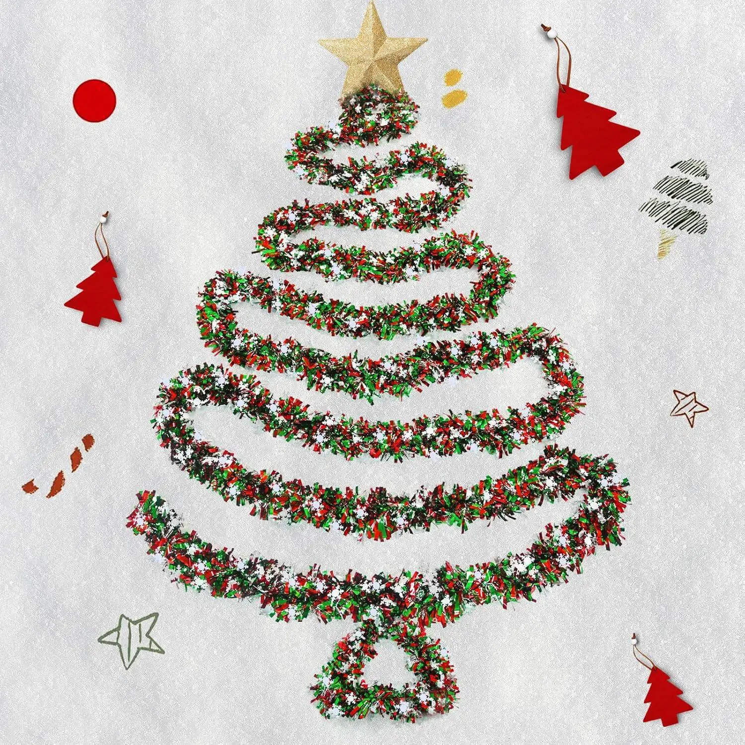 2M Christmas Snowflake Tinsel Garland Xmas Tree Decoration Christmas Metallic Twist Garland Ceiling Hanging New Year Party Decor - Image 6
