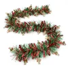 2M Christmas Tinsel Garland Iridescent Red Green Metallic Tinsel Twist Garland Glitter Hanging for Xmas Tree Decoration Party