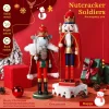 2PCS Christmas Nutcracker Wooden Ornament King & Cloak Mouse theme Figure Handcraft Home Office Desktop Xmas Decoration Gift