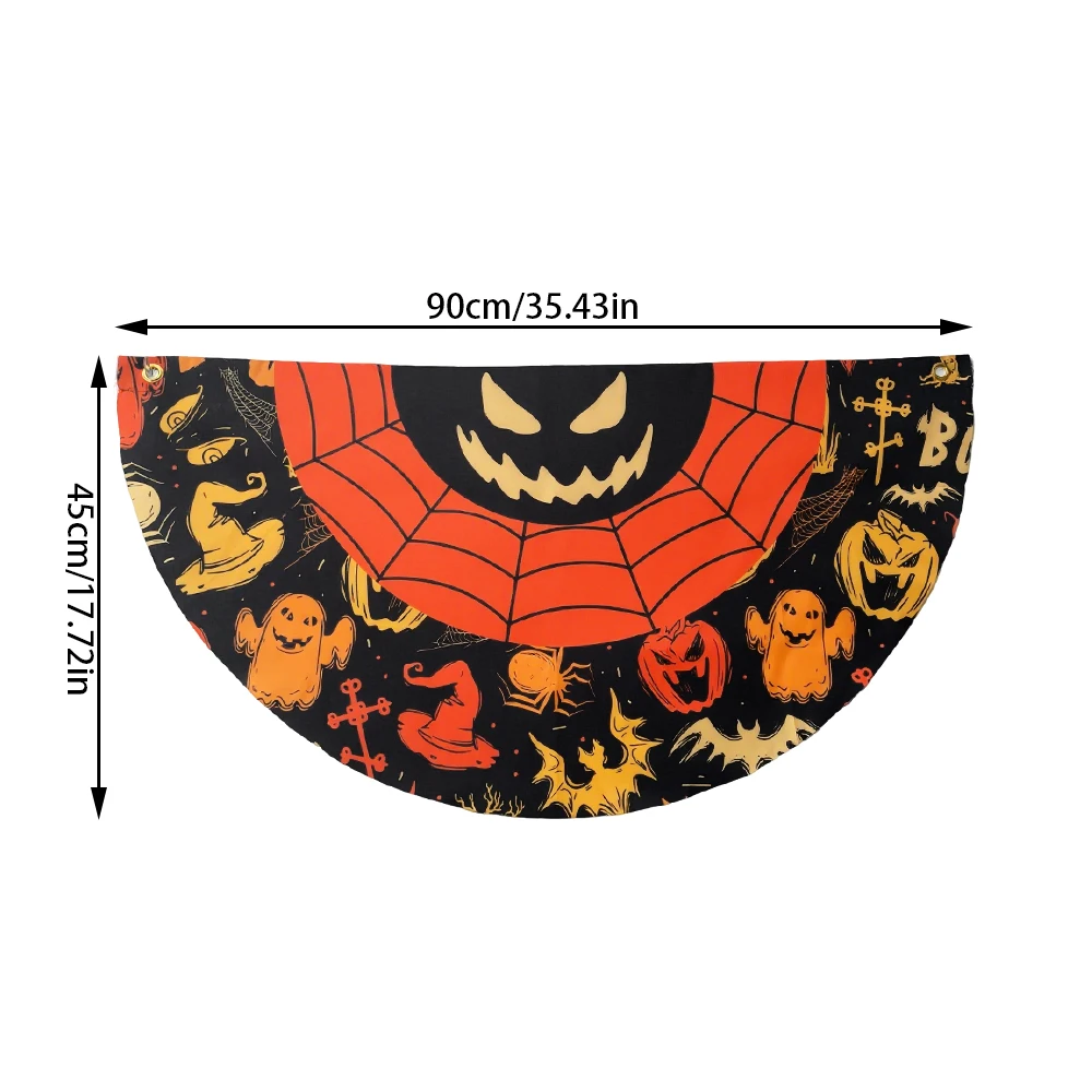 2PCS Halloween decorations Outdoor Fan shaped flag party banner pumpkin 2025 halloween decor hanging flag - Image 6