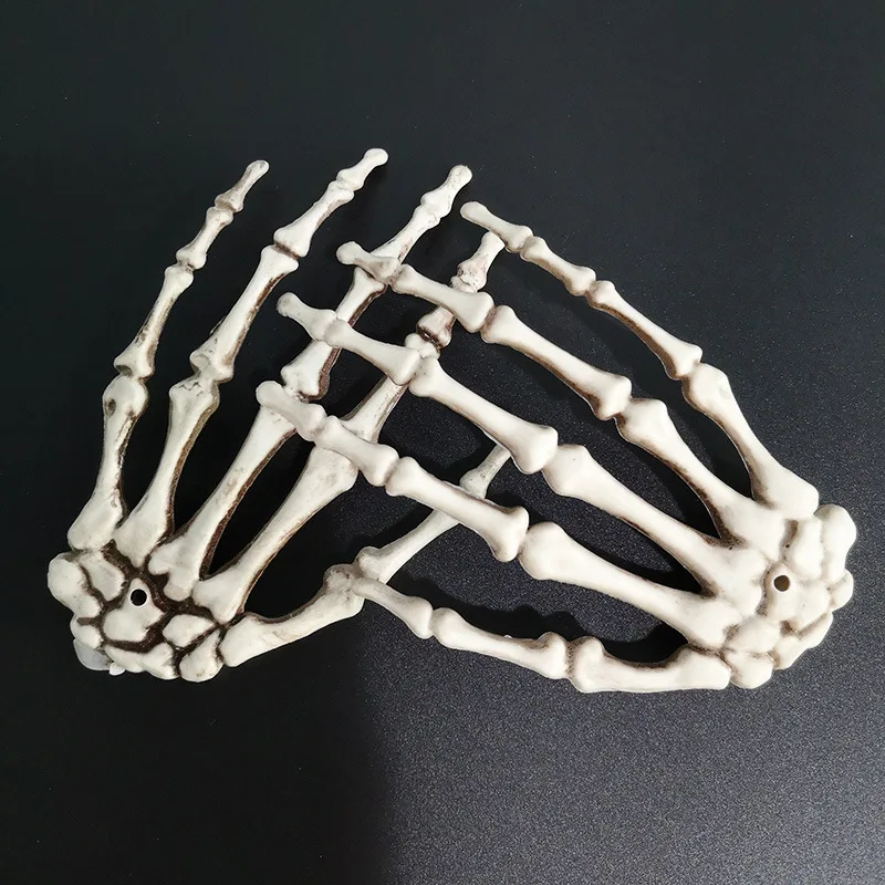 2PCS/SET White Matte Plastic Halloween Skeleton Hand Scary Plastic Ghost Hand Bone Halloween Window Display Prank Decorations - Image 2