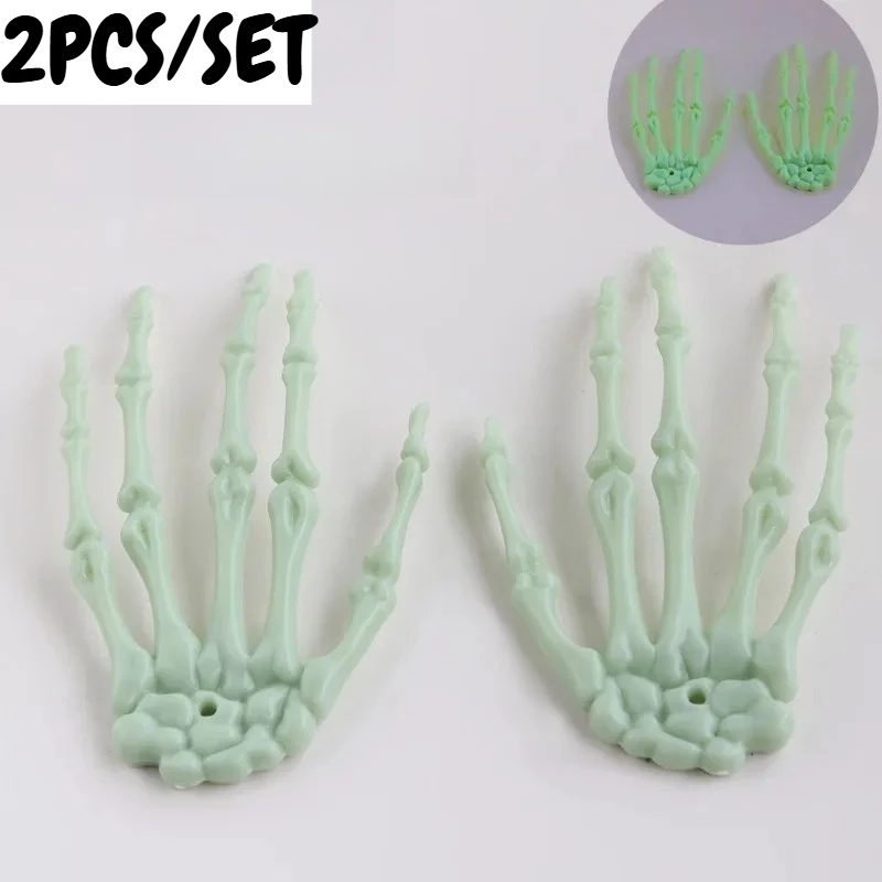 2PCS/SET White Matte Plastic Halloween Skeleton Hand Scary Plastic Ghost Hand Bone Halloween Window Display Prank Decorations - Image 6