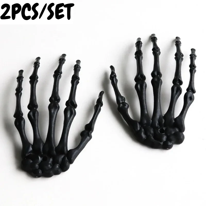 2PCS/SET White Matte Plastic Halloween Skeleton Hand Scary Plastic Ghost Hand Bone Halloween Window Display Prank Decorations - Image 5