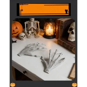 2PCS/SET White Matte Plastic Halloween Skeleton Hand Scary Plastic Ghost Hand Bone Halloween Window Display Prank Decorations