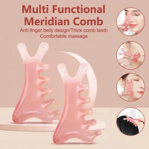 2Pcs Body Meridian Massage Comb Plastic Five Wide Tooth Comb Acupuncture Therapy Blood Circulation Anti-static Smooth Hair Comb