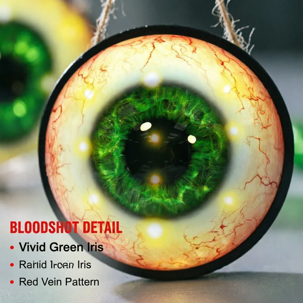 2Pcs LED Illuminated Acrylic Halloween, Eyeball Hanging Sign Window Party, Porch Garden Pendant Light Decoration Ornament - Image 5