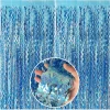 2Pcs Laser Shinny Wavy Light Blue Tinsel Foil Fringe Streamers Backdrop for Parties Sparkle Metallic Wavy Foil Fringe Backdrop