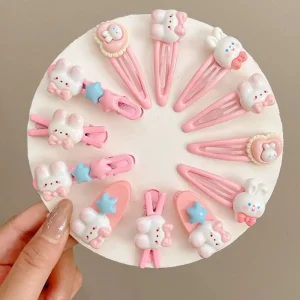2Pcs/set Candy Color Rabbit Hair Clip Fashion Kawaii Fine Flash Duckbill Clip Hair Accessories Headwear Barrettes Girls