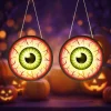 2pcs Halloween Large Light Up Eyeballs Decorations,Acrylic Spooky Glowing Eyes Hanging Sign Ornament for Home Window Party Decor