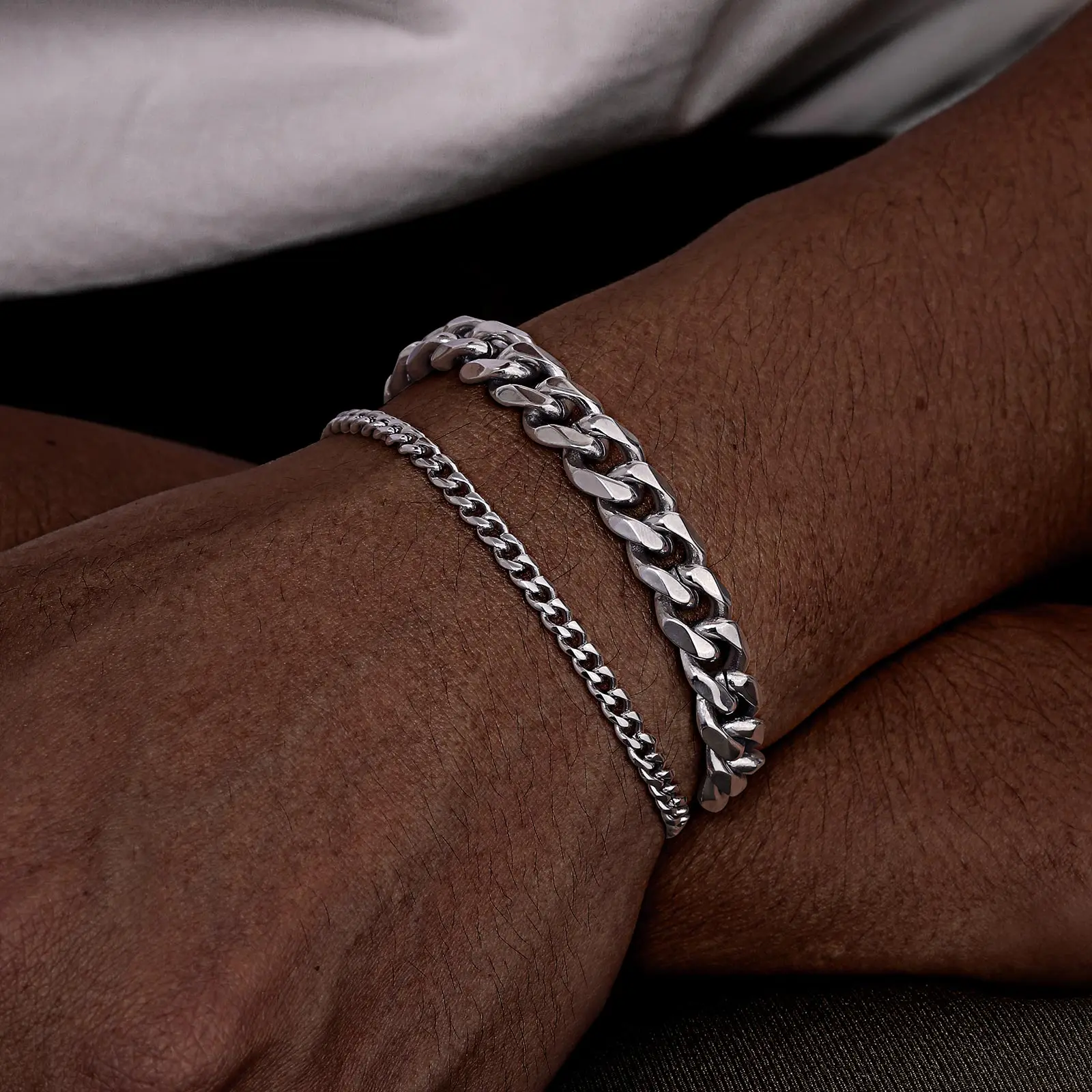 2pcs Men's Chain Bracelets,Stainless Steel Silver Gold Black Color Twist Rope Chain Wristband,Trendy Cuban Link Chains Gift - Image 5