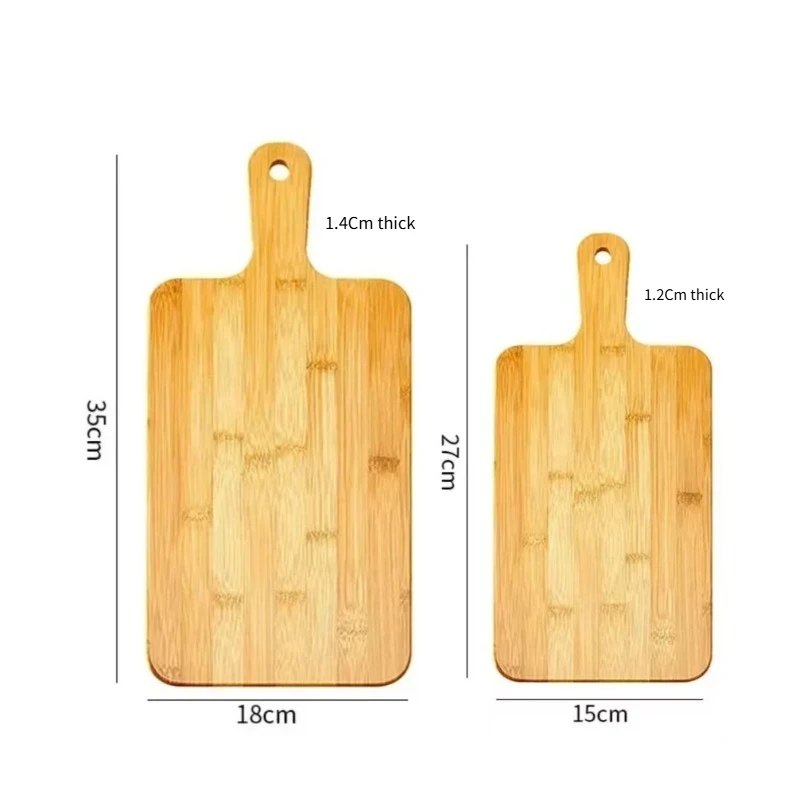 2pcs Wooden Cutting Boards with Handle Bamboo Wood Serving Kitchen Chopping Boards for Pizza Bread Cheese Charcuterie Vegetables - Image 6