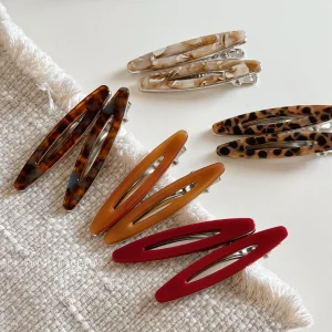 2pcs/set Acetate Hair Clips Hollowed Oval Geometric Barrettes Side Pins Hairpin Women Hair Accessories