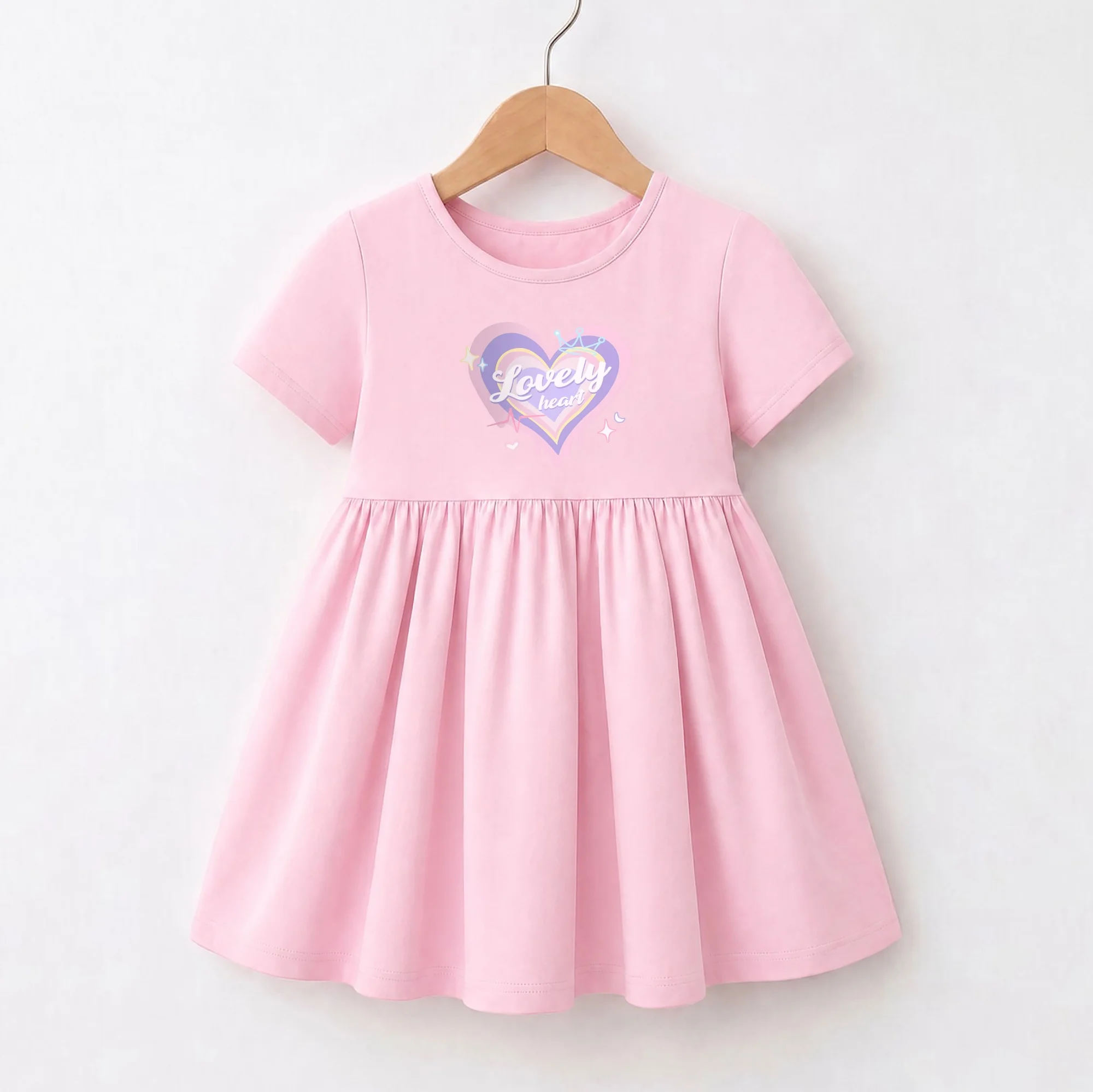 3-14T Children Heart Leopard Print Cute Dress Summer Casual Short Sleeved Clothing Baby Girl Cotton Dresses - Image 4