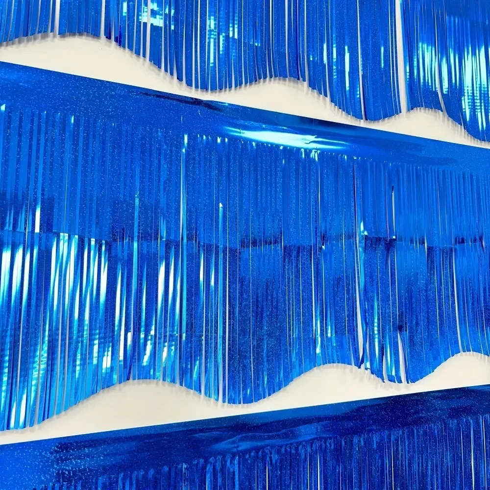 3 Pack Blue Wavy Foil Garland StreamersShiny Hanging Decor forBirthday Wedding Graduation Holiday Party Indoor Event Decorations - Image 4