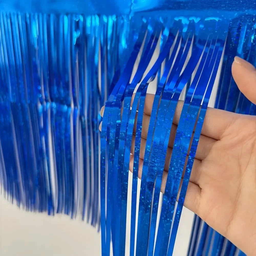 3 Pack Blue Wavy Foil Garland StreamersShiny Hanging Decor forBirthday Wedding Graduation Holiday Party Indoor Event Decorations - Image 3