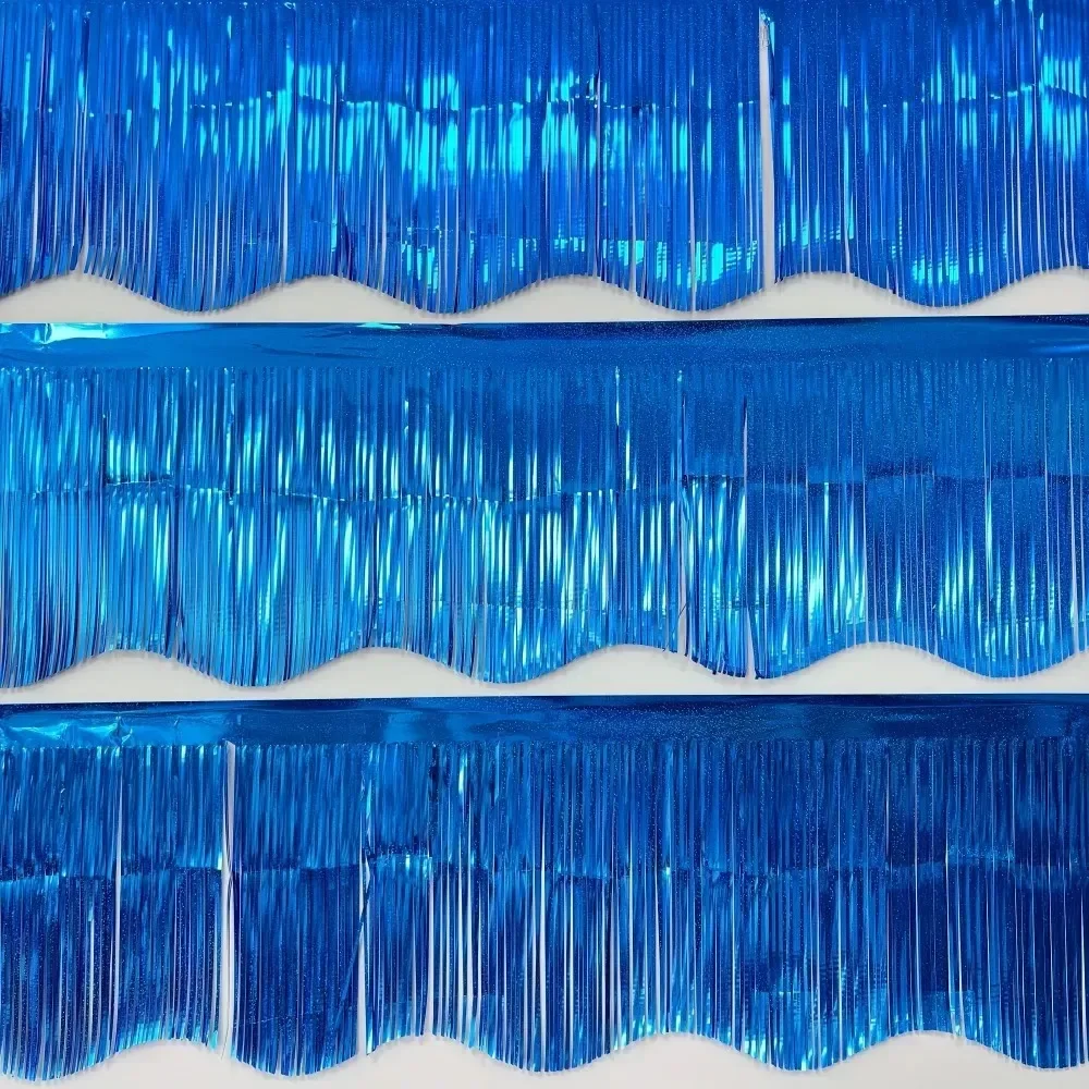 3 Pack Blue Wavy Foil Garland StreamersShiny Hanging Decor forBirthday Wedding Graduation Holiday Party Indoor Event Decorations - Image 5