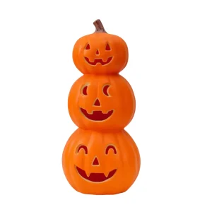 3 Tiers Halloween LED Pumpkin Lantern Decor Plastic Lantern Stacked Pumpkin Light Lamp Home Prop Bar Scene Layout Decor 2025