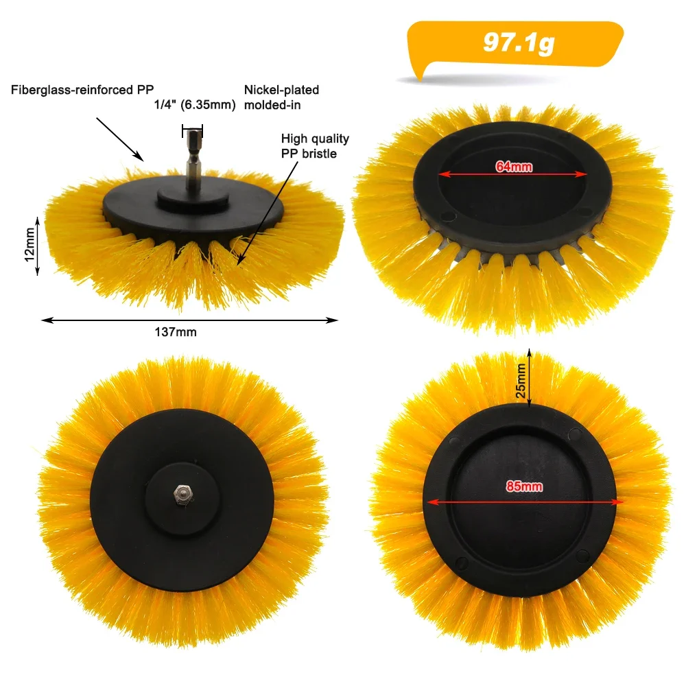 3.5 Inch Drill Cleaning Brush Scrubber Electric Brush with 1/4" Shank for Cleaning Carpets, Automotive,Kitchen, Bathrooms Grout - Image 5