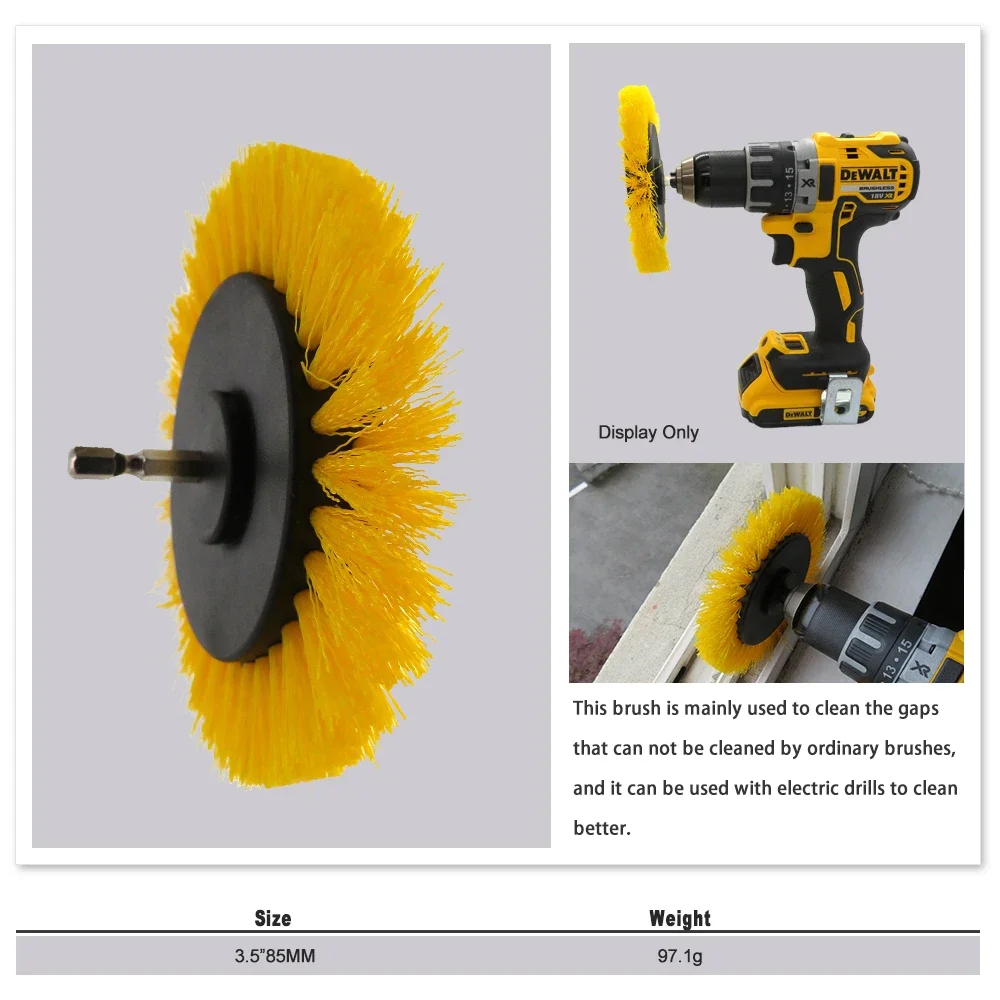 3.5 Inch Drill Cleaning Brush Scrubber Electric Brush with 1/4" Shank for Cleaning Carpets, Automotive,Kitchen, Bathrooms Grout - Image 6